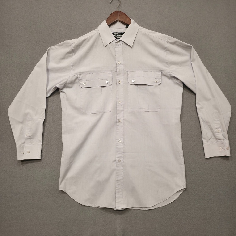 Expressions Men's‎ Gray Long Sleeve Button Up Shirt Size Large